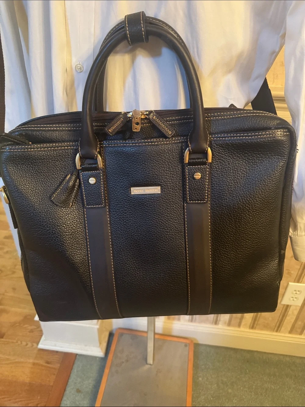 Black Pebbled Leather Men’s Briefcase - Classic Professional Bag